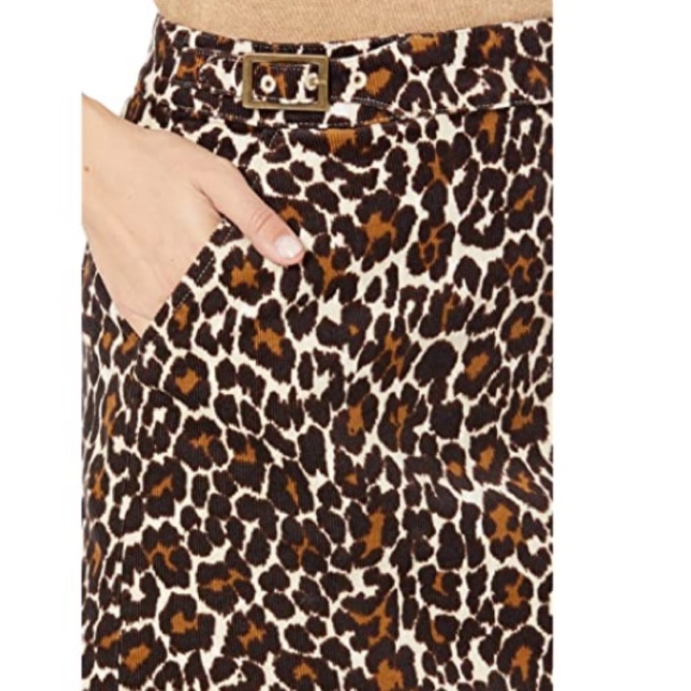 NWT J. Crew Corduroy Animal Print Mini Skirt w/Buckle Size 0 Black/Brown - Picture 5 of 15